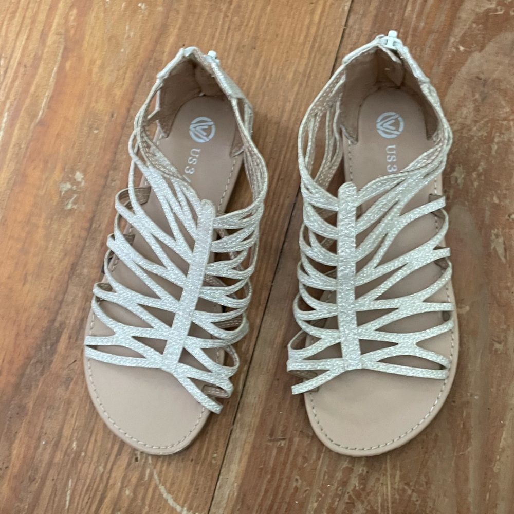 Gladiator Sandals white with sparkles size 3
